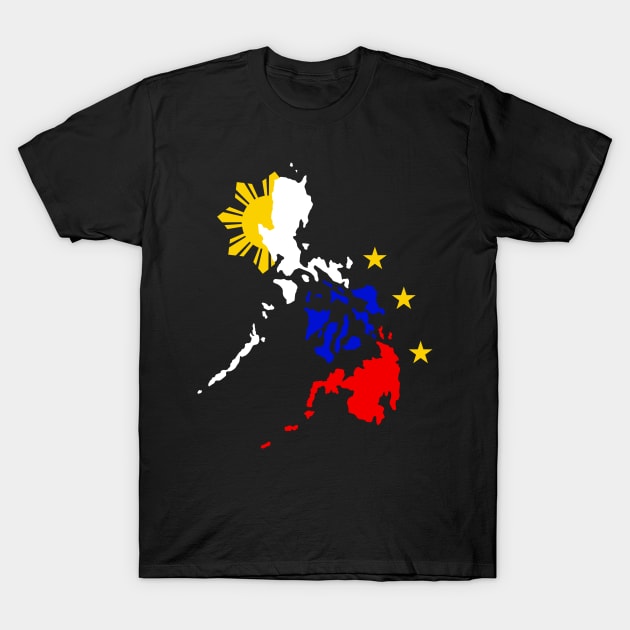 Philippine Map with 3 Stars and a Sun T-Shirt by Filipino